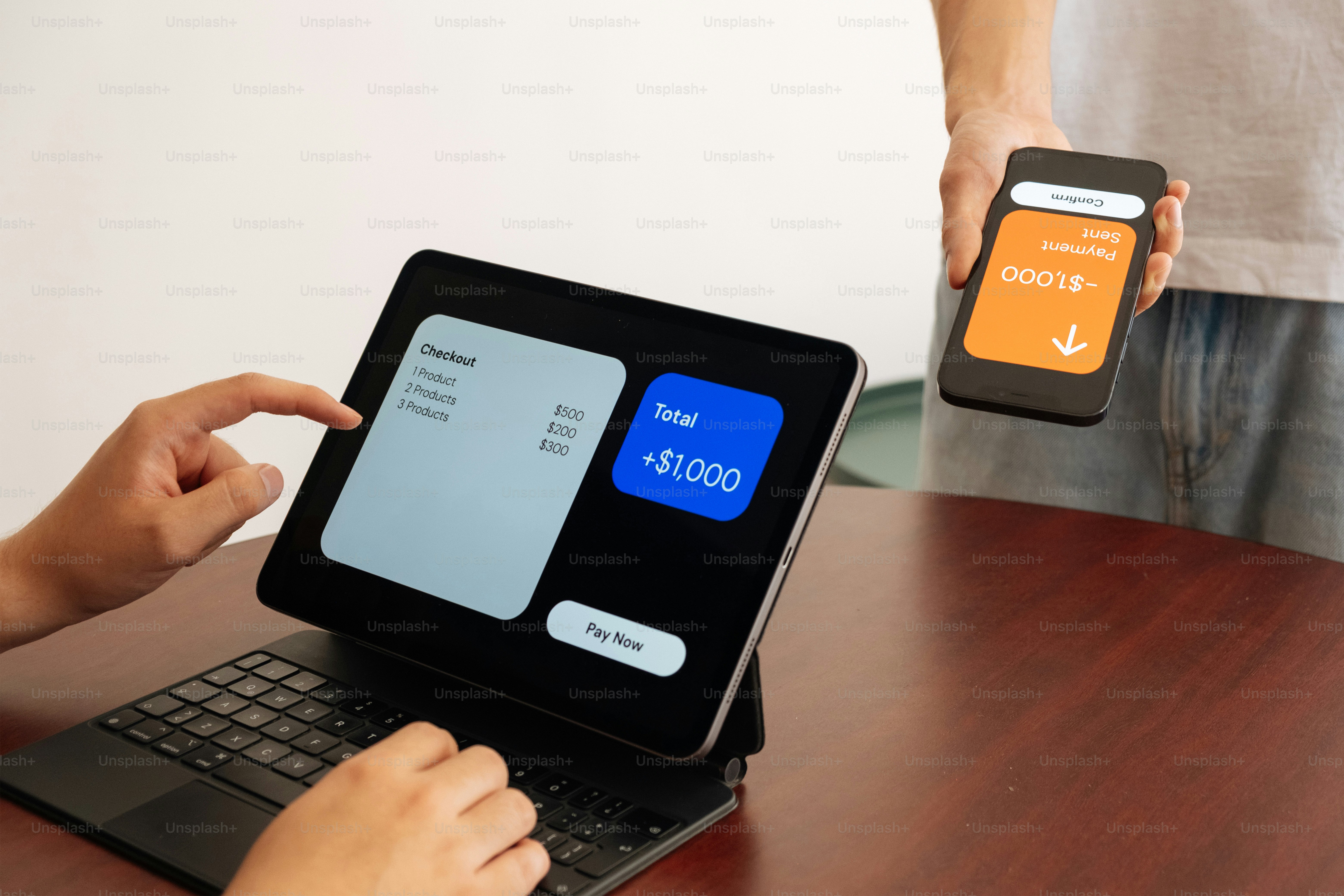 Customer is paying with mobile payment
